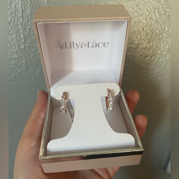 lily & grace Jewelry - Lily & Grace Rose Gold cubic zirconia Mini Hoop Earrings
